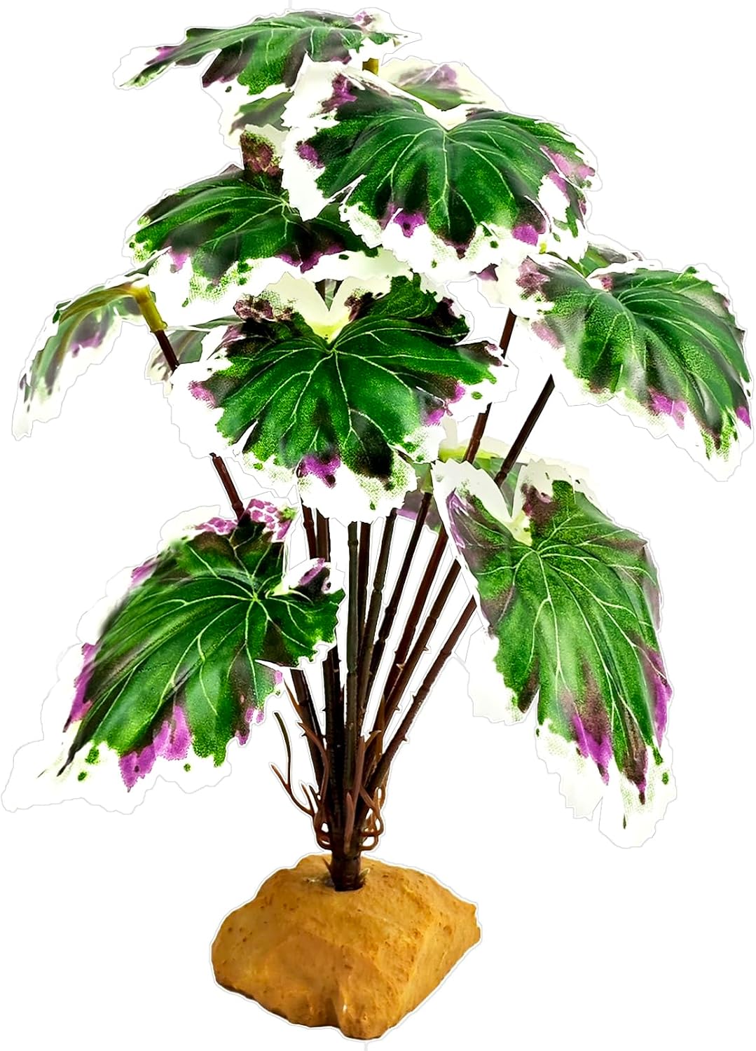 Woyrise reptile artificial plants white edge heuchera front view