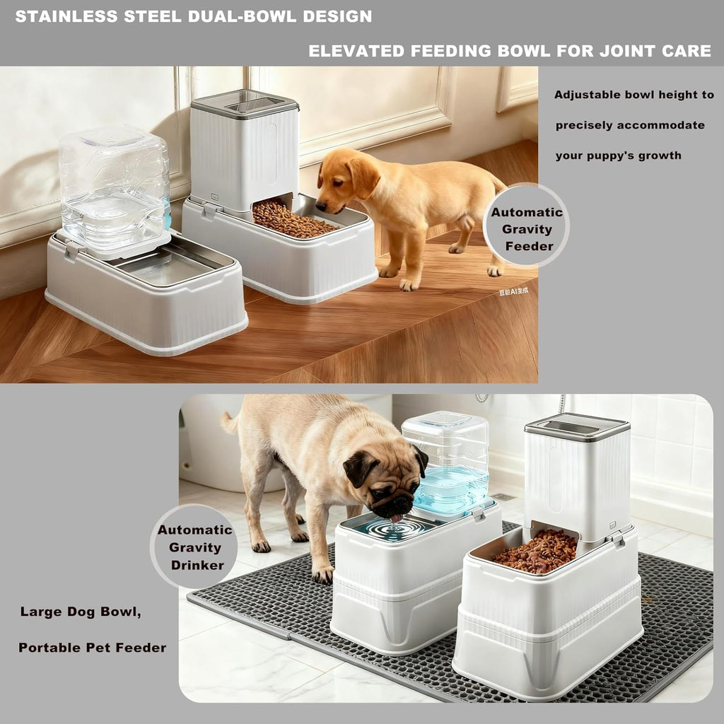 One gallon automatic gravity waterer and food storage container close up