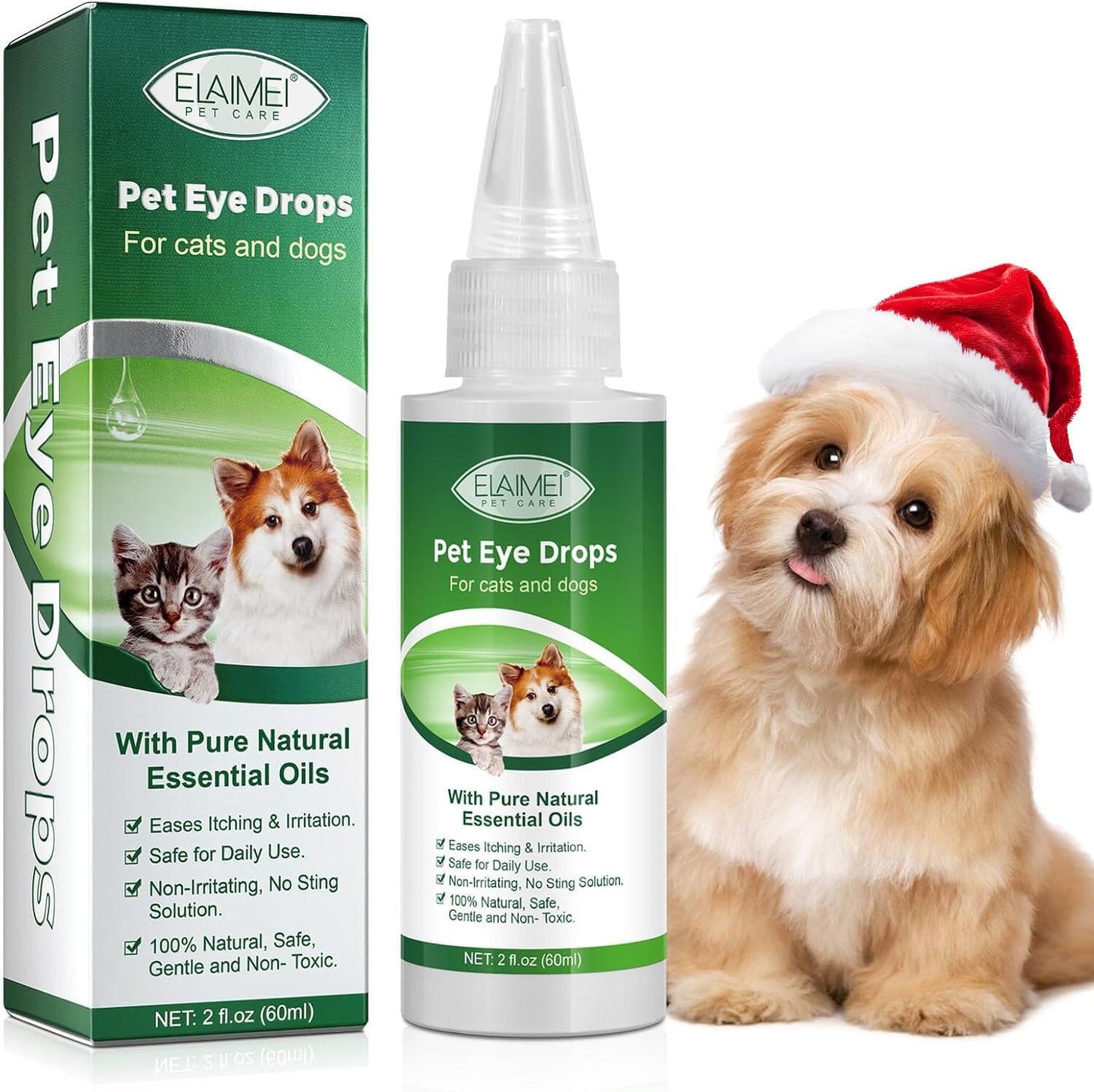 QRZBPZWE pet eye drops sixty-milliliter bottle front view for dog and cat eye allergy relief