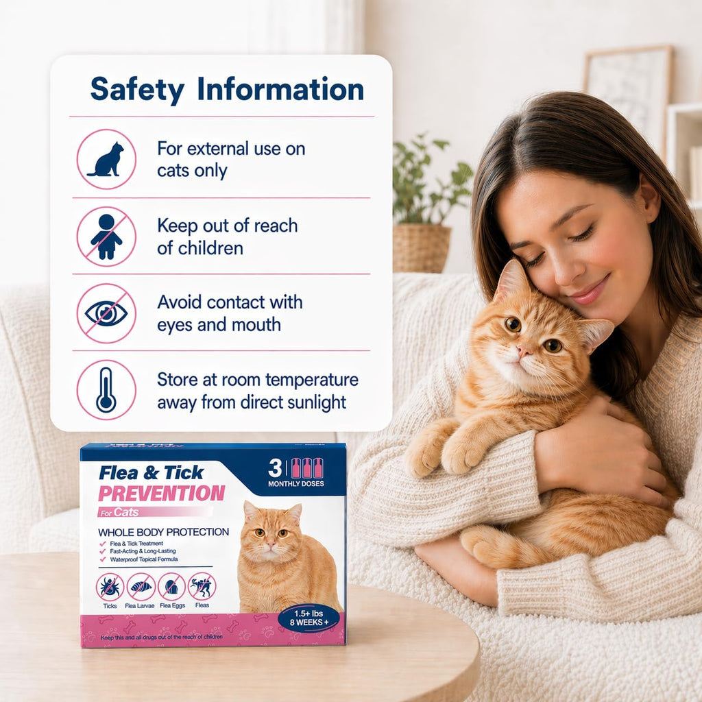 Close up of Zencar topical application instructions for cats over one point five pounds