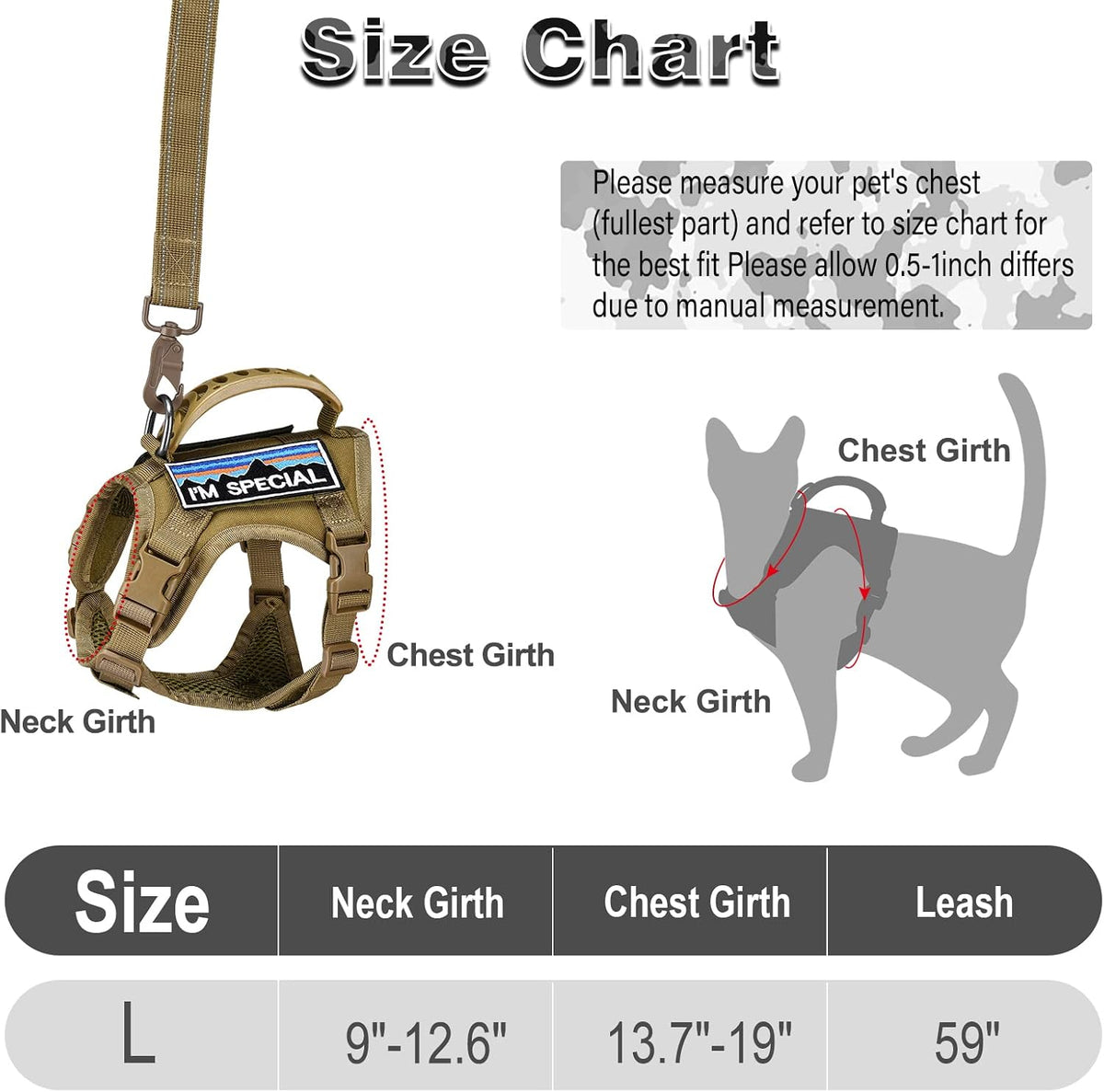 Nanappice khaki tactical vest showcasing two finger fit clearance spacing