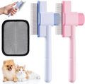 Xoermioy self cleaning flea comb set front view showing stainless steel teeth