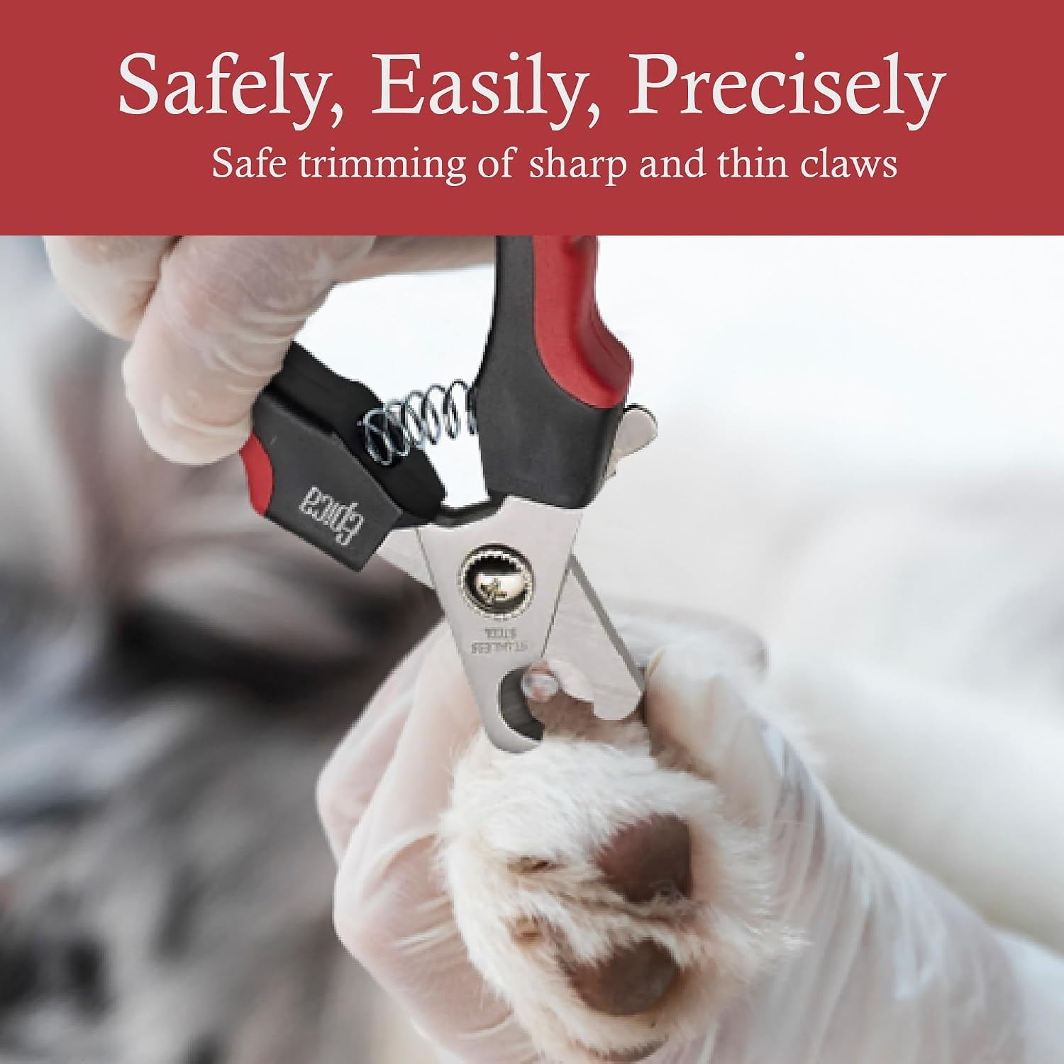 Side profile of Epica pet nail clipper with ergonomic grip