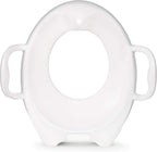 Munchkin Sturdy Potty Training Seat Grey front view showcasing contoured design and built-in handles.