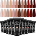Modelones poly nail extension gel front view showcasing the 12 color tubes and packaging.