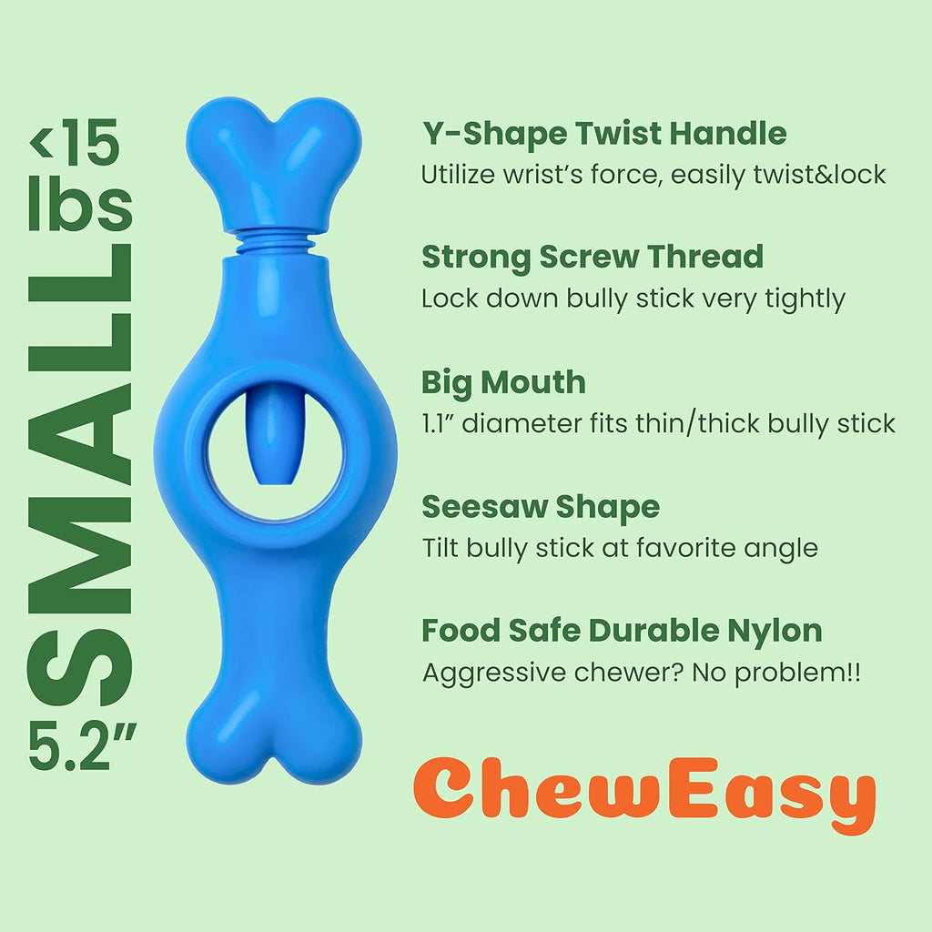 Close up of cheweasy bully stick holder twist lock mechanism