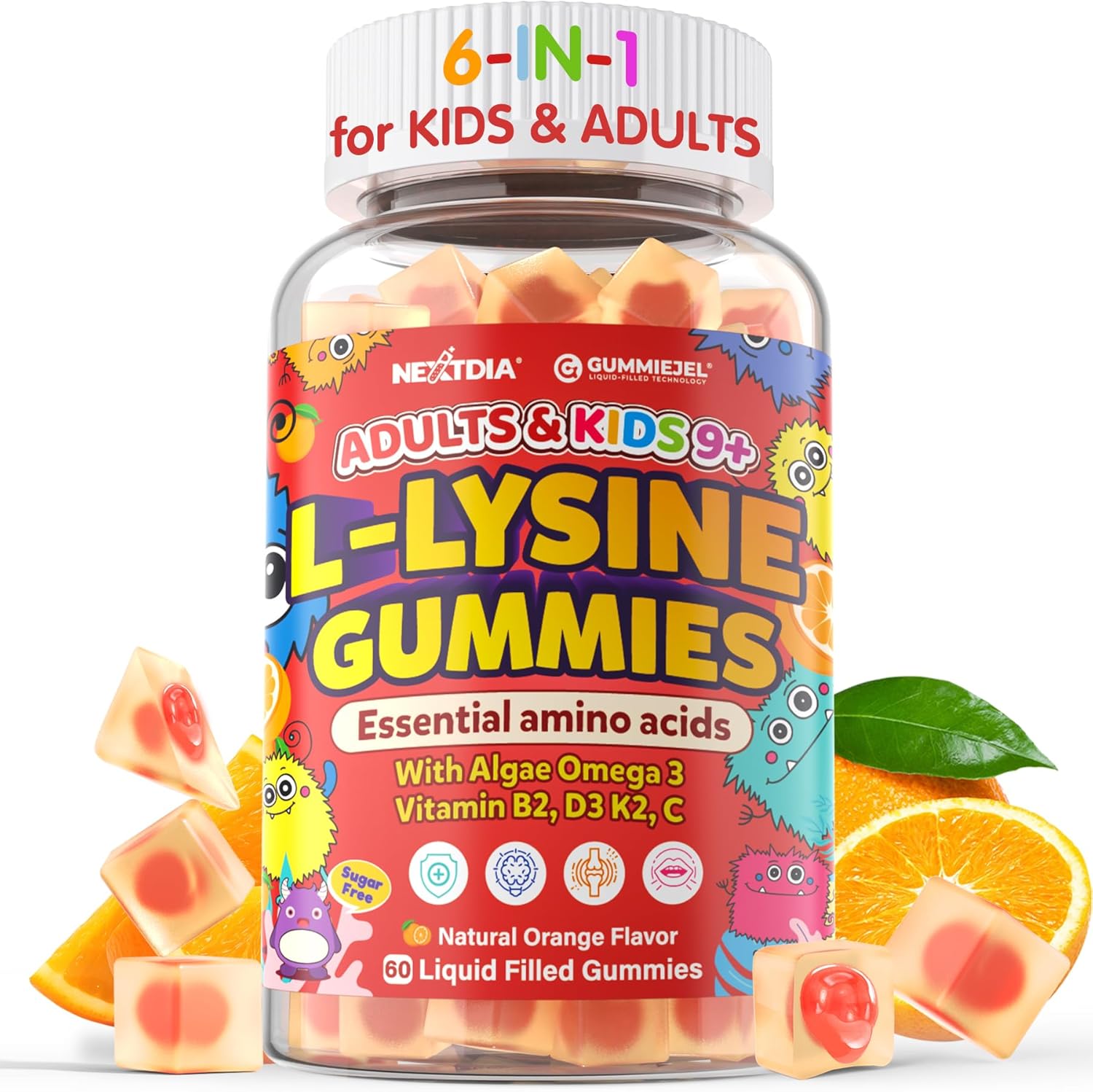 Nextdia L-Lysine Gummies bottle front view for immune support