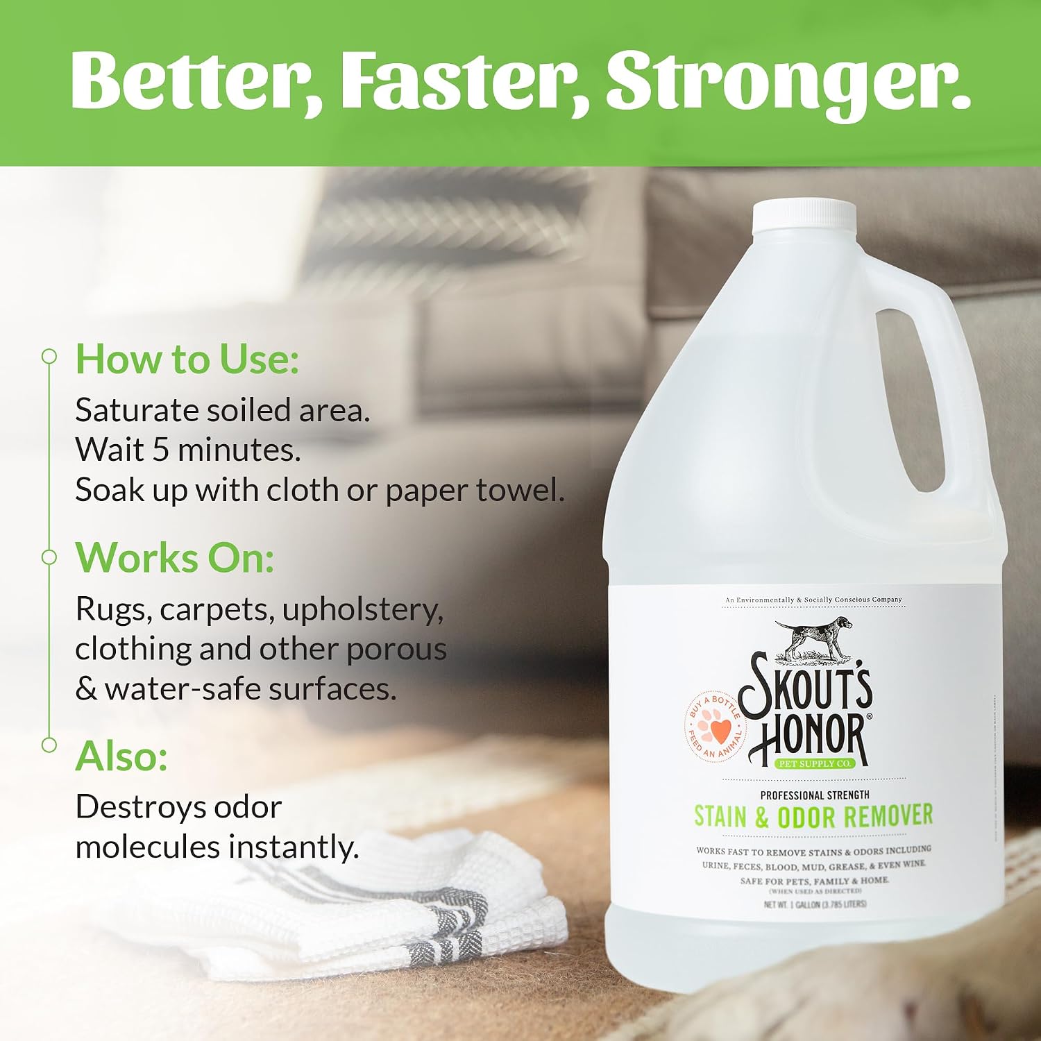 Professional strength cleaning solution for pet accidents