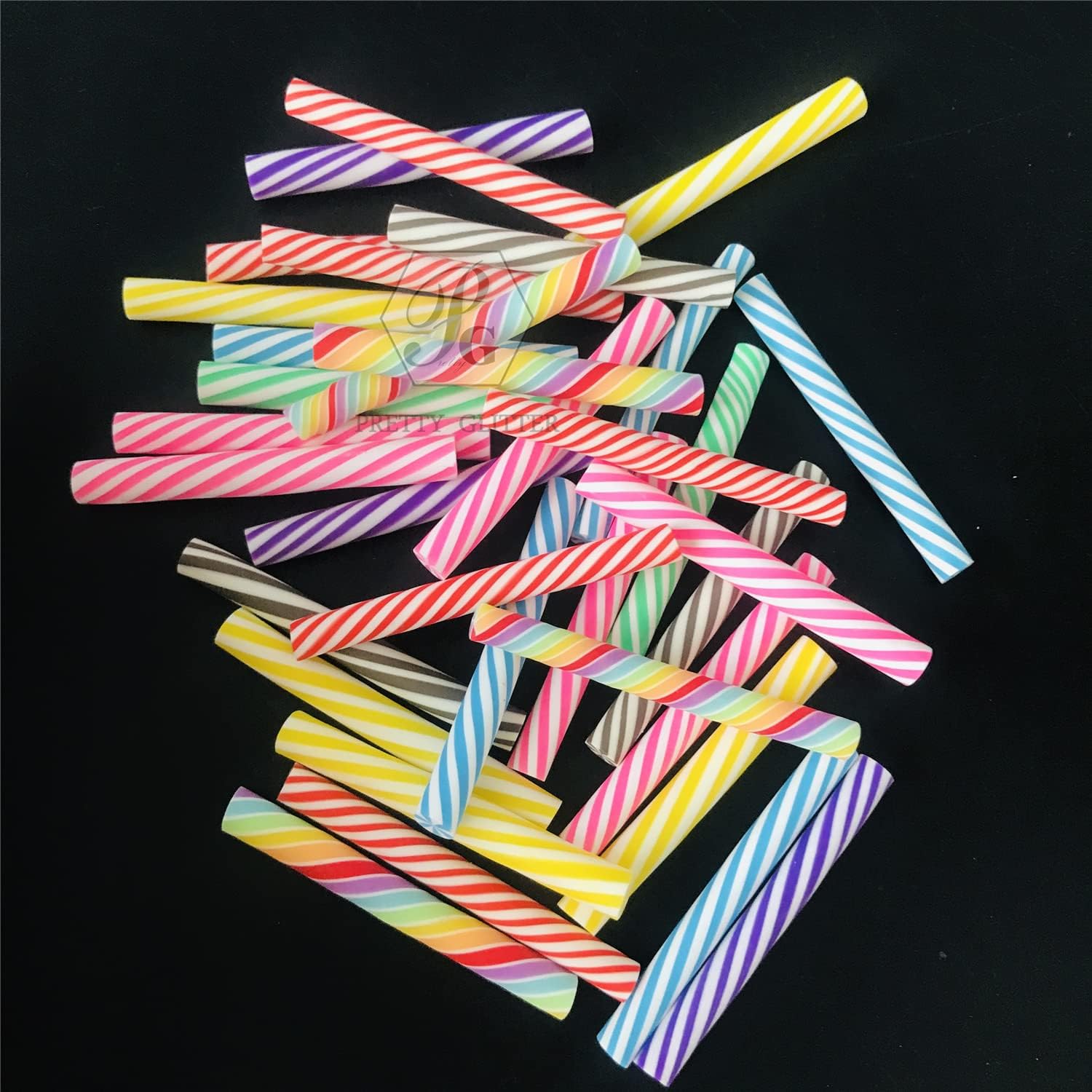 PrettyG polymer clay candy cane craft sticks front view for DIY projects
