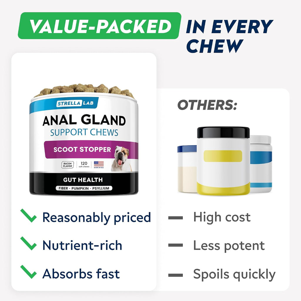 STRELLALAB no scooting formula daily fiber chews close up product presentation