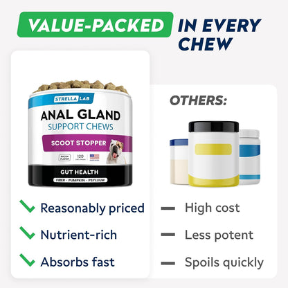 STRELLALAB no scooting formula daily fiber chews close up product presentation