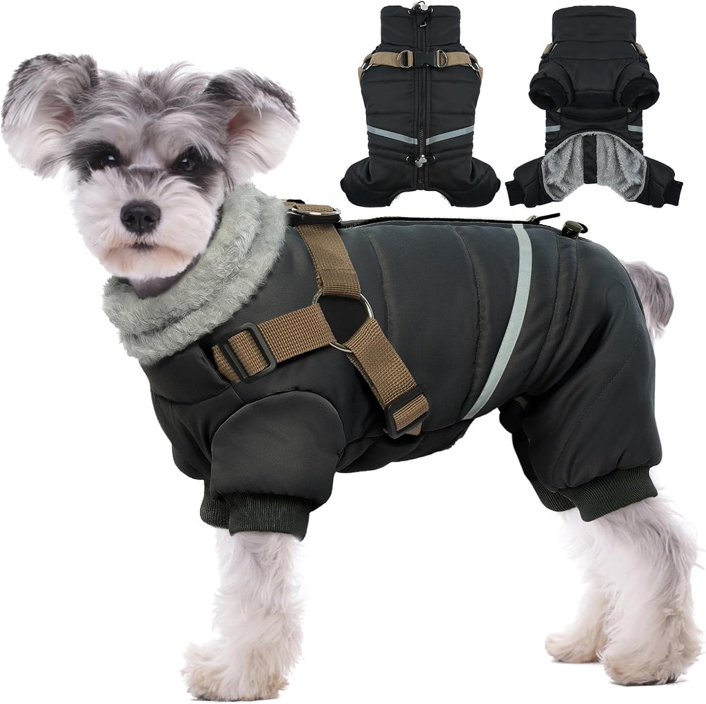 BRKURLEG Purple Dog Coat with Harness, Dog Winter Jacket, Dogs Onesie Body Warm Jackets, Small Dogs Winter Coats Reflective Windproof Warm Cold Weather Coats, Pet Waterproof Jackets, M - Image 13