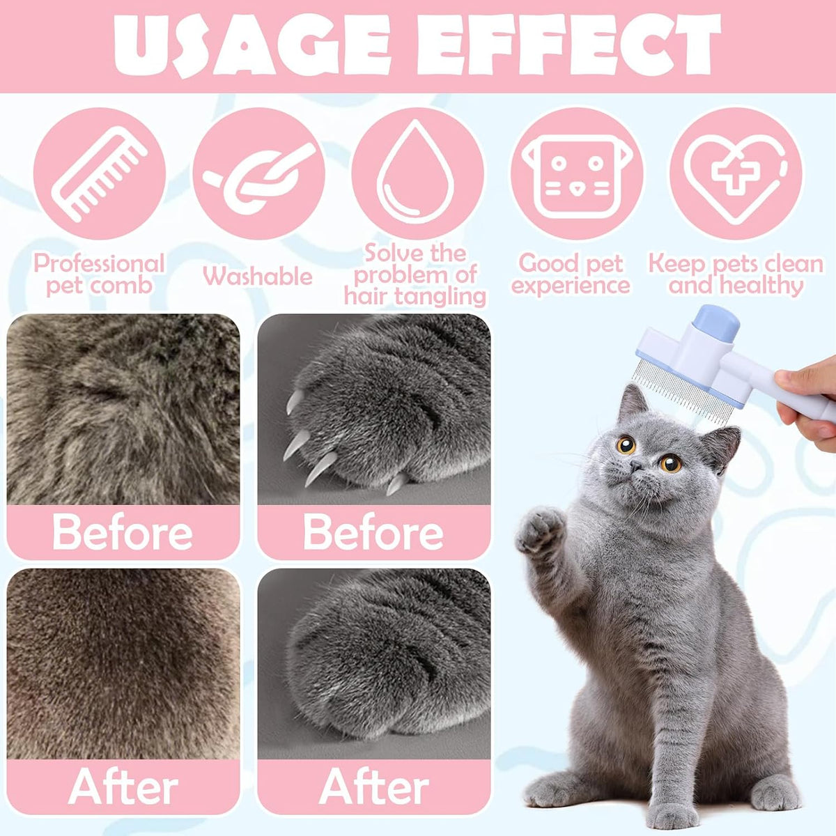 Auuyban three piece pet flea comb and clipper set packaging display