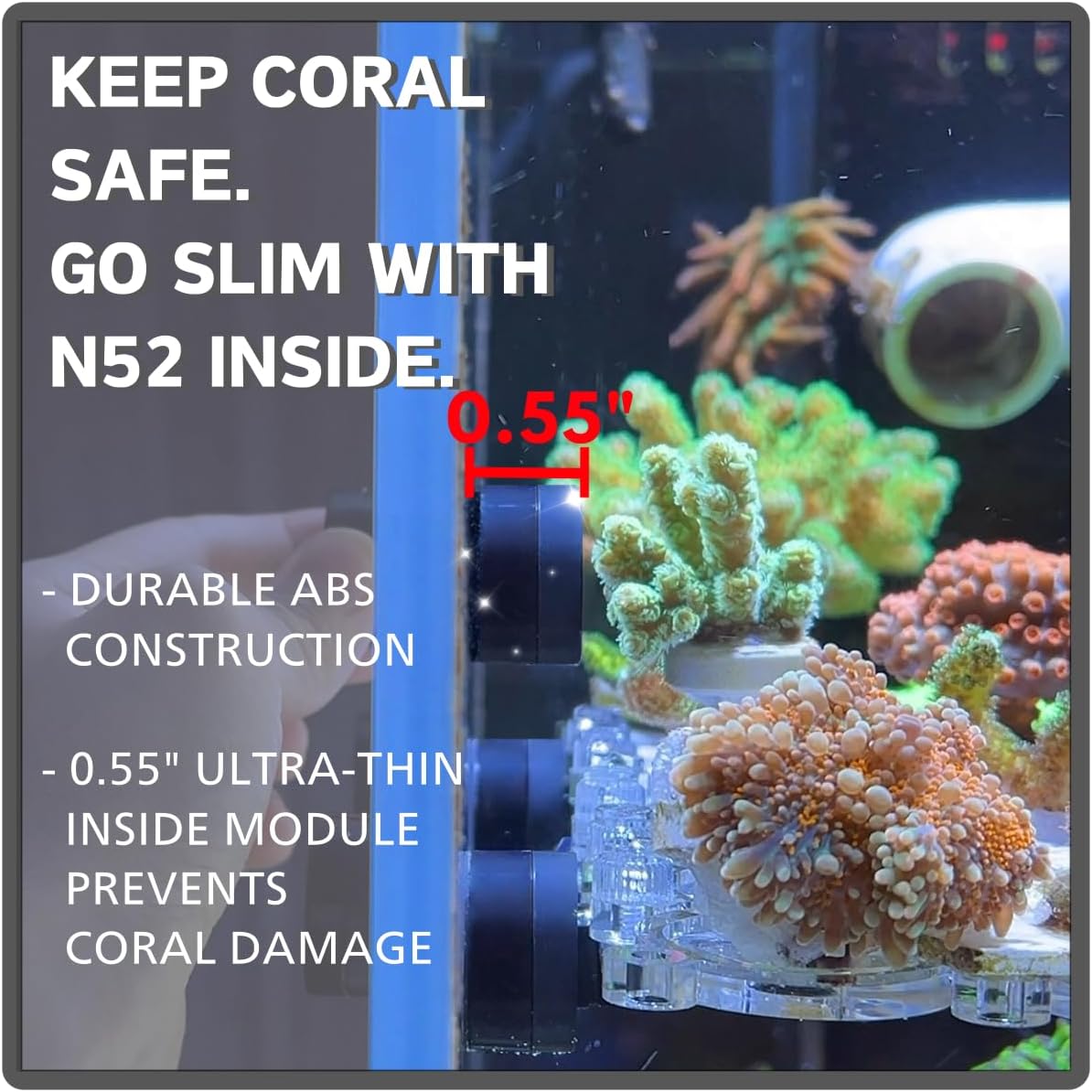 Ergonomic outer handle of the Miofis nano aquarium cleaner on a forty gallon fish tank.