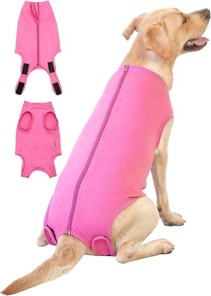 Full coverage anti-licking pet recovery suit displayed from the side profile