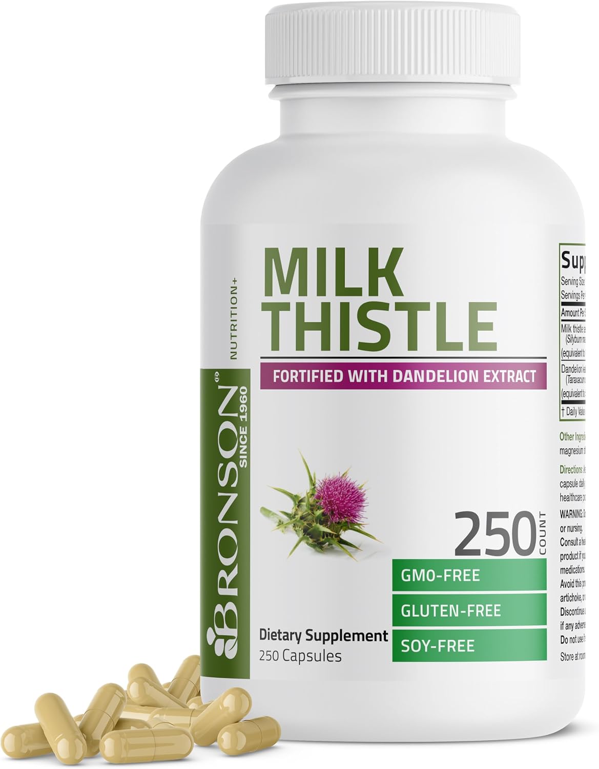 Bronson Milk Thistle Silymarin Marianum & Dandelion Extract, 120 Capsules - Image 10