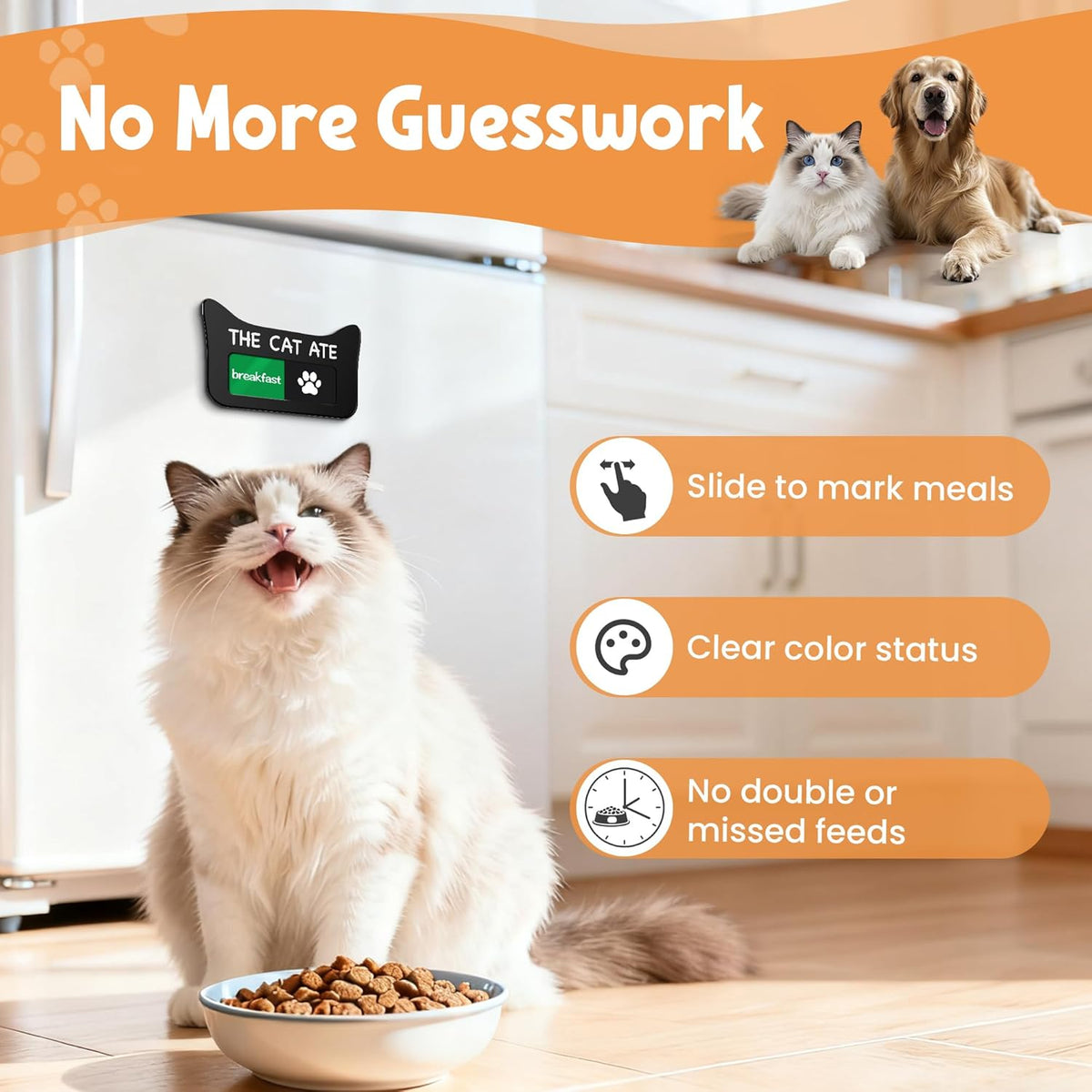 EliteSign black acrylic cat ear shape daily meal tracker close up