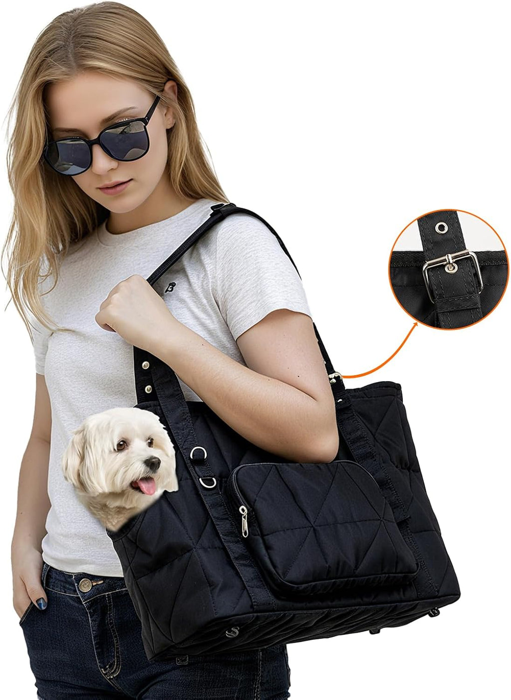 Zipper closure detail on Senior Budday travel bag for cats