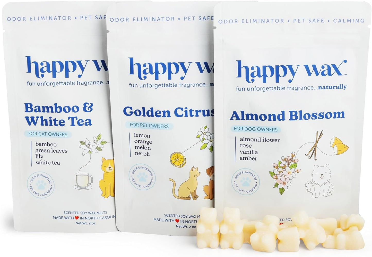 Happy Wax Pet Scents Collection: Pet Safe, Odor Eliminating, Non-Toxic Scented Soy Wax Melts - Total 6oz Variety Pack: Teakwood Trails, Lavender Fields, and Sugared Fruit - Image 12