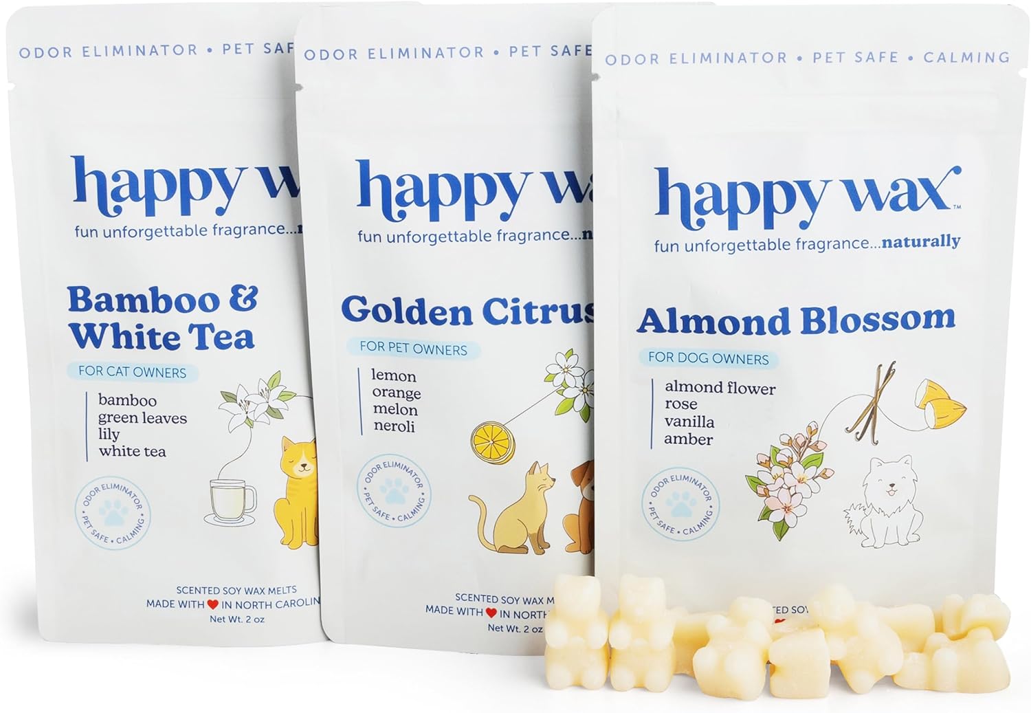 Happy Wax Pet Scents Collection: Pet Safe, Odor Eliminating, Non-Toxic Scented Soy Wax Melts - Total 6oz Variety Pack: Teakwood Trails, Lavender Fields, and Sugared Fruit - Image 12