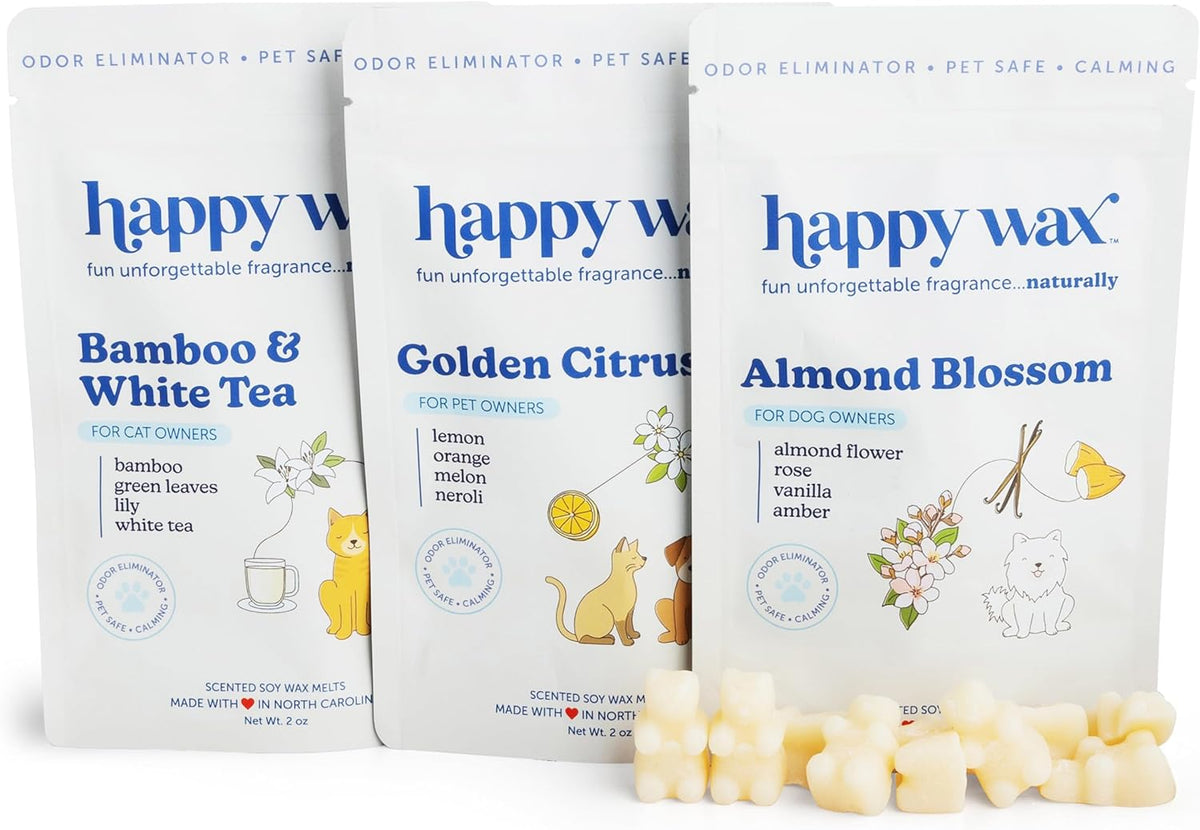 Happy Wax Pet Scents Collection: Pet Safe, Odor Eliminating, Non-Toxic Scented Soy Wax Melts - Total 6oz Variety Pack: Teakwood Trails, Lavender Fields, and Sugared Fruit - Image 12