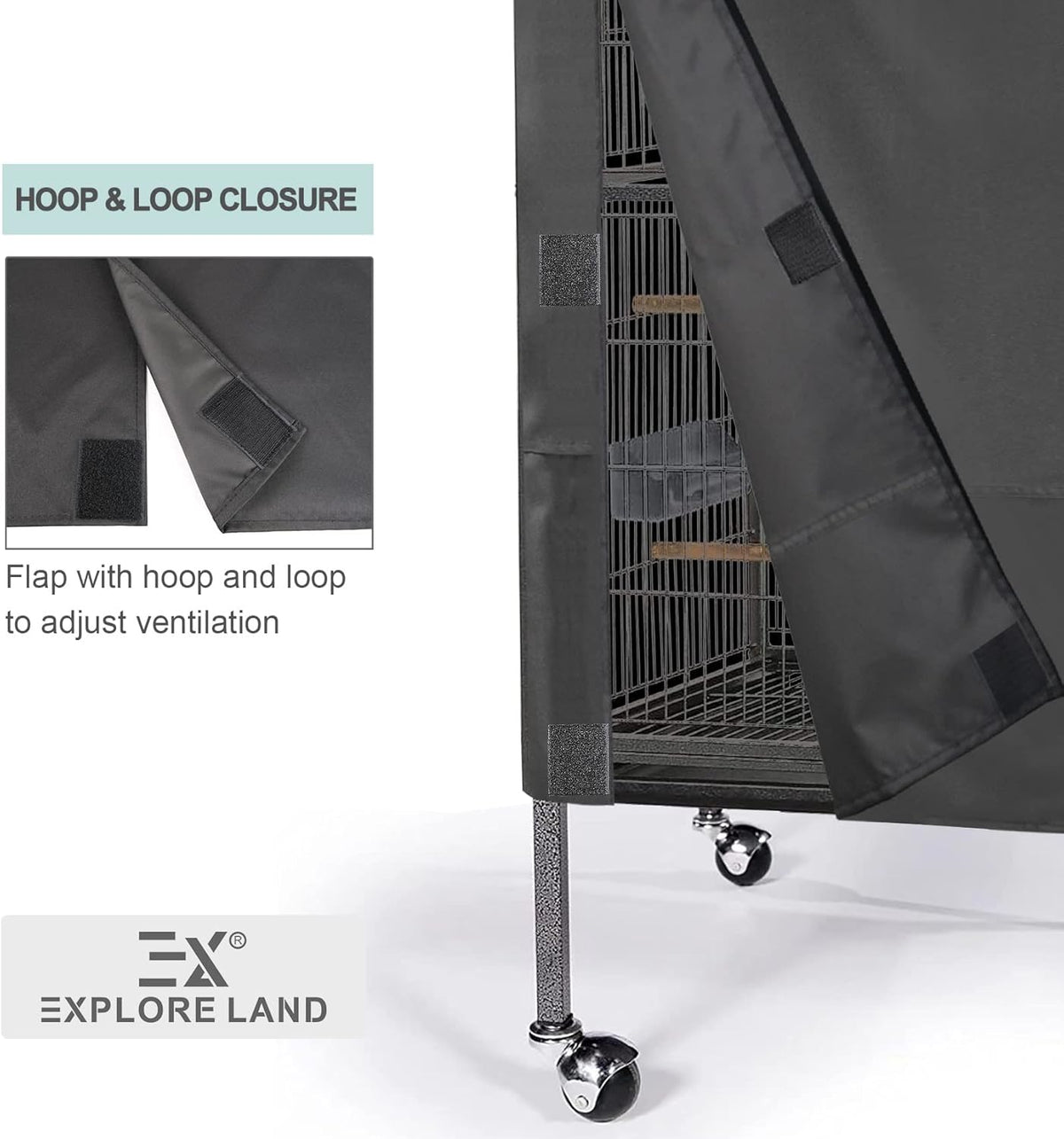 Explore Land water-repellent black cage cover for parrots and small animals