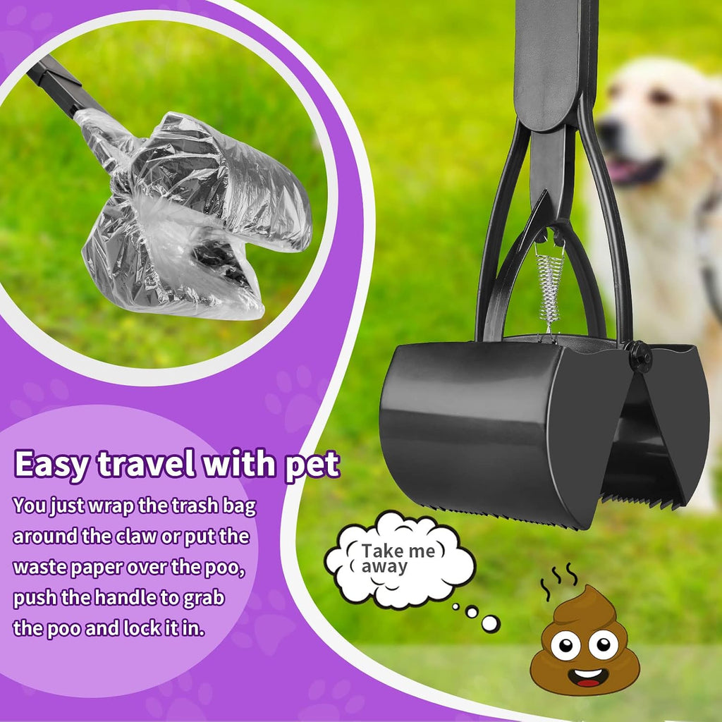 Upsky foldable pooper scooper with heavy duty dual springs on the squeeze handle for one handed operation