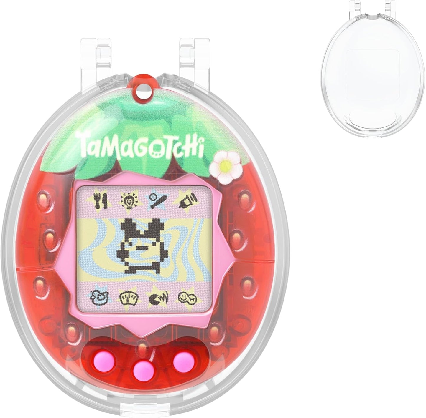 SGHLDE Tamagotchi Original clear hard case front view showing translucent protective cover on digital pet