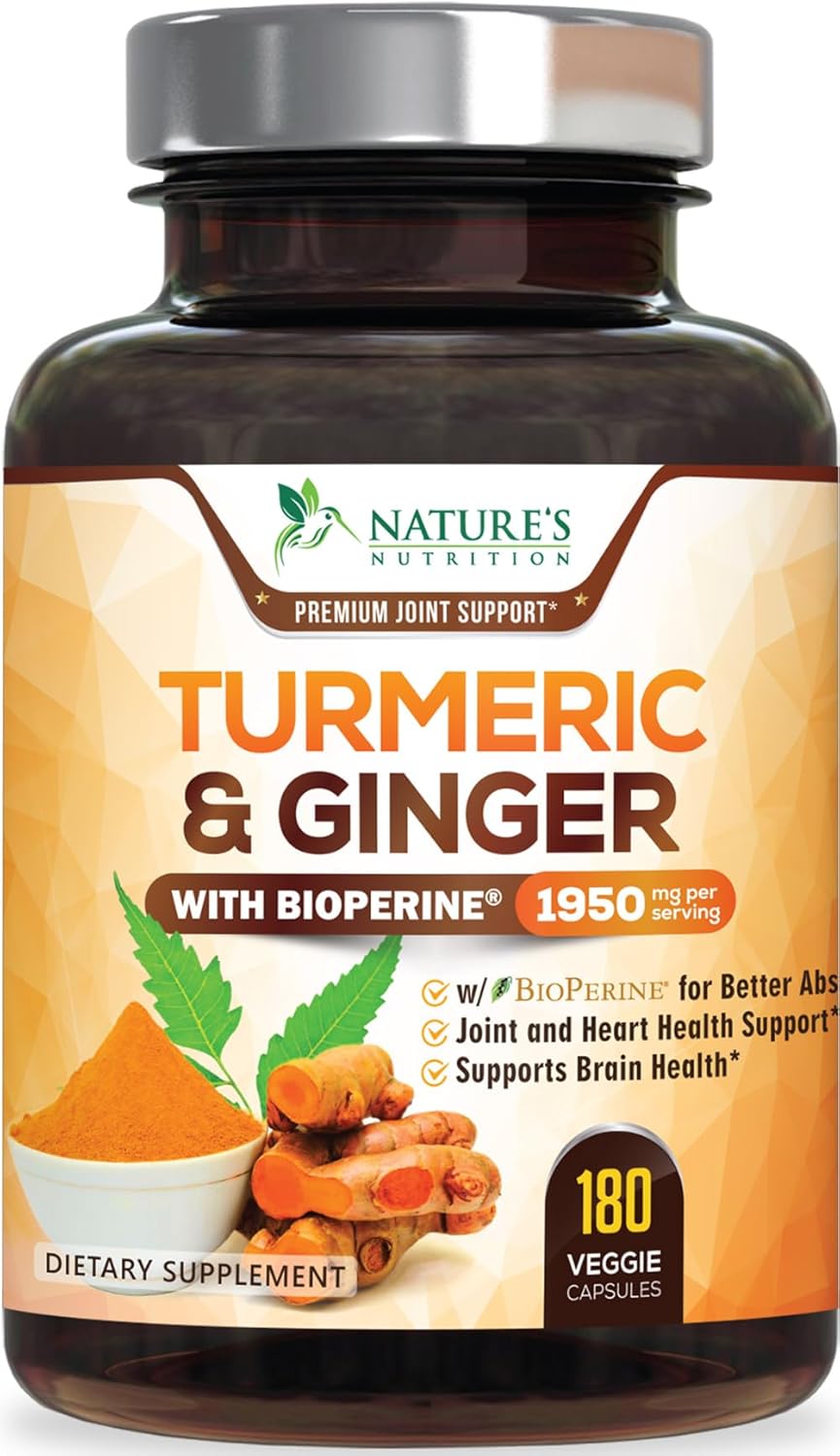 Turmeric Curcumin Supplement - 95% Curcuminoids with Organic Turmeric & Ginger, BioPerine Black Pepper Extract for Best Absorption, Natural Vegan Joint Support, Non-GMO, Bottled in USA - 240 Capsules - Image 11