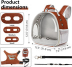 Bearded Dragon Carrier Backpack with Two Security Printing Harness with Leash Sets, Reptile Lizard Travel Bag to Carry and Transport Small Animal Kitten Bunny Guinea Pig to Vet(Brown, PU Leather) - Image 2