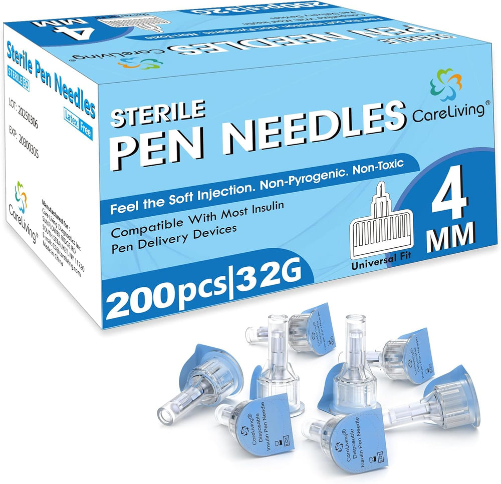 CareLiving Insulin Pen Needle 200 count box front view for diabetes care.