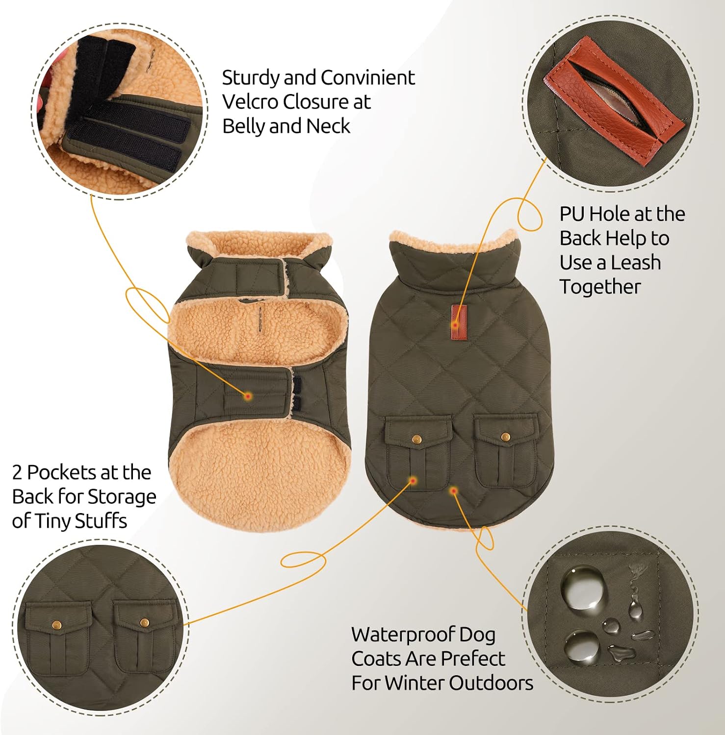 Close up of Queenmore dog coat collar and material