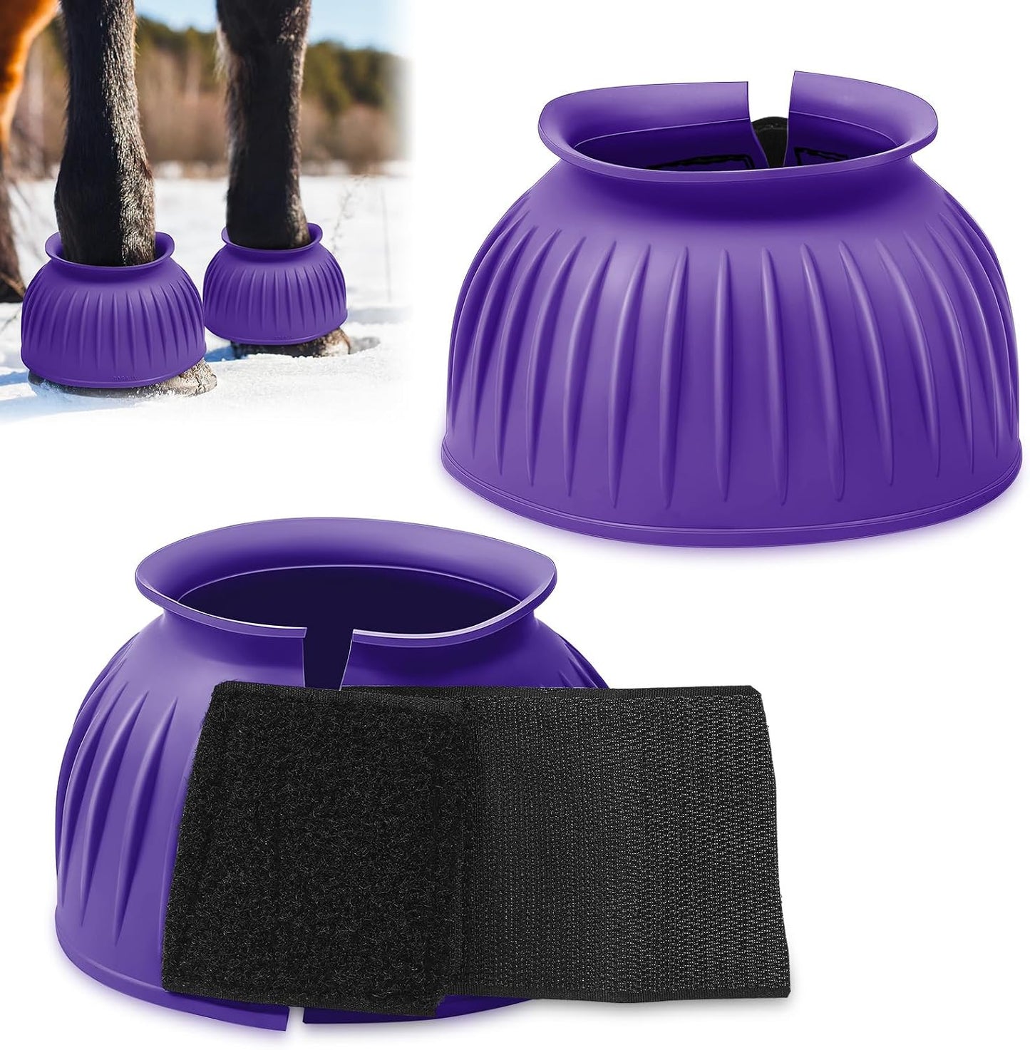 Abbylike Bell Boots for Horses 1 Pair/2 Pair Available, Protect Against Hoof Impact Trauma, Rubber Bell Boots Horse Care for Turnout, No Rub Design Wrap Hook and Loop - Image 12