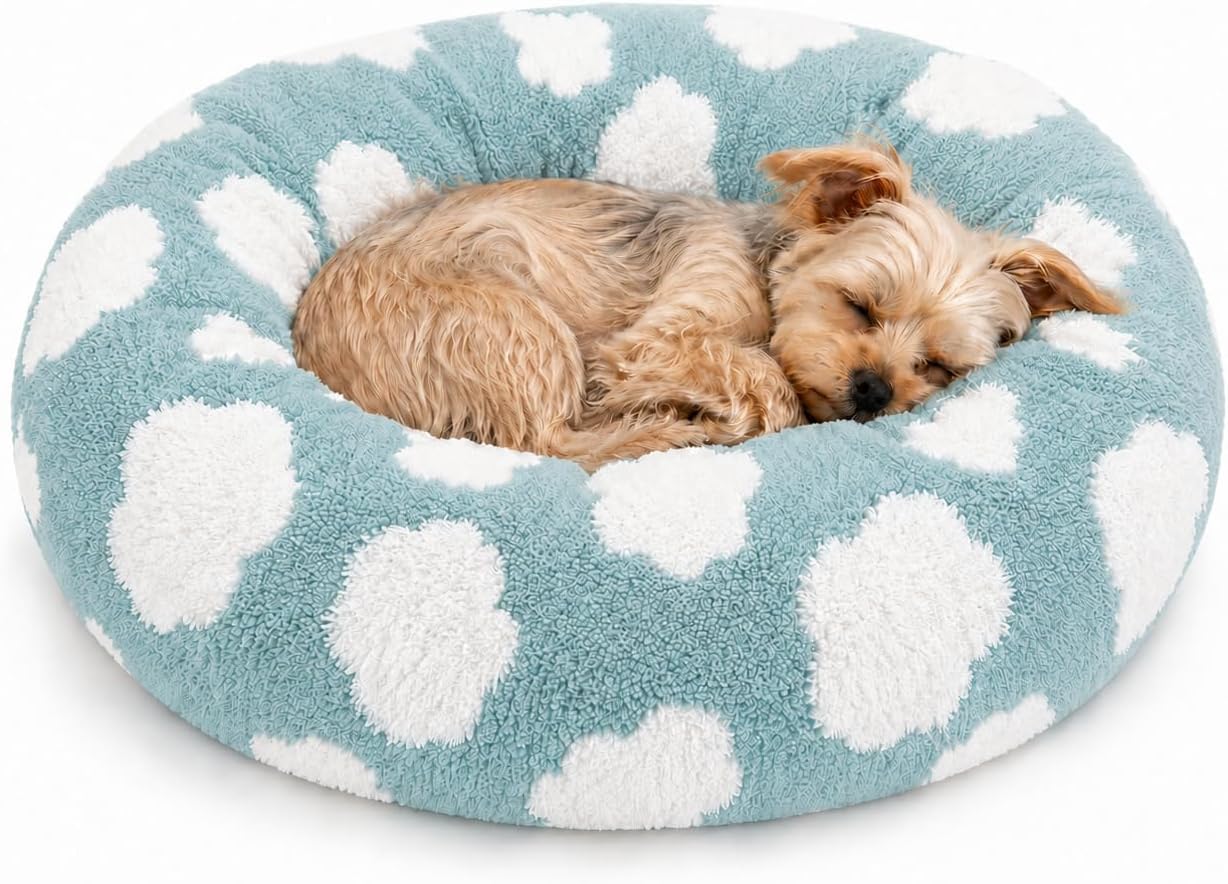 Whiskers & Friends Cat Beds for Indoor Cats, Fluffy Calming Donut Cat Bed, Small Dog Bed Washable - Orthopedic Soft Plush Pet Beds Sized for Kitten to Large Cats & Puppy to Small Dogs - Navy Grey 20'' - Image 12