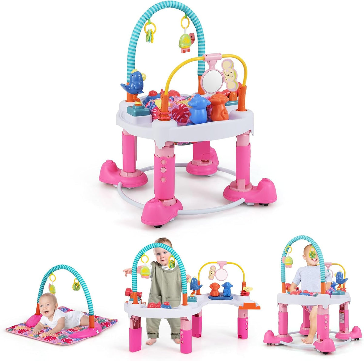 Infans baby bouncer activity center pink front view