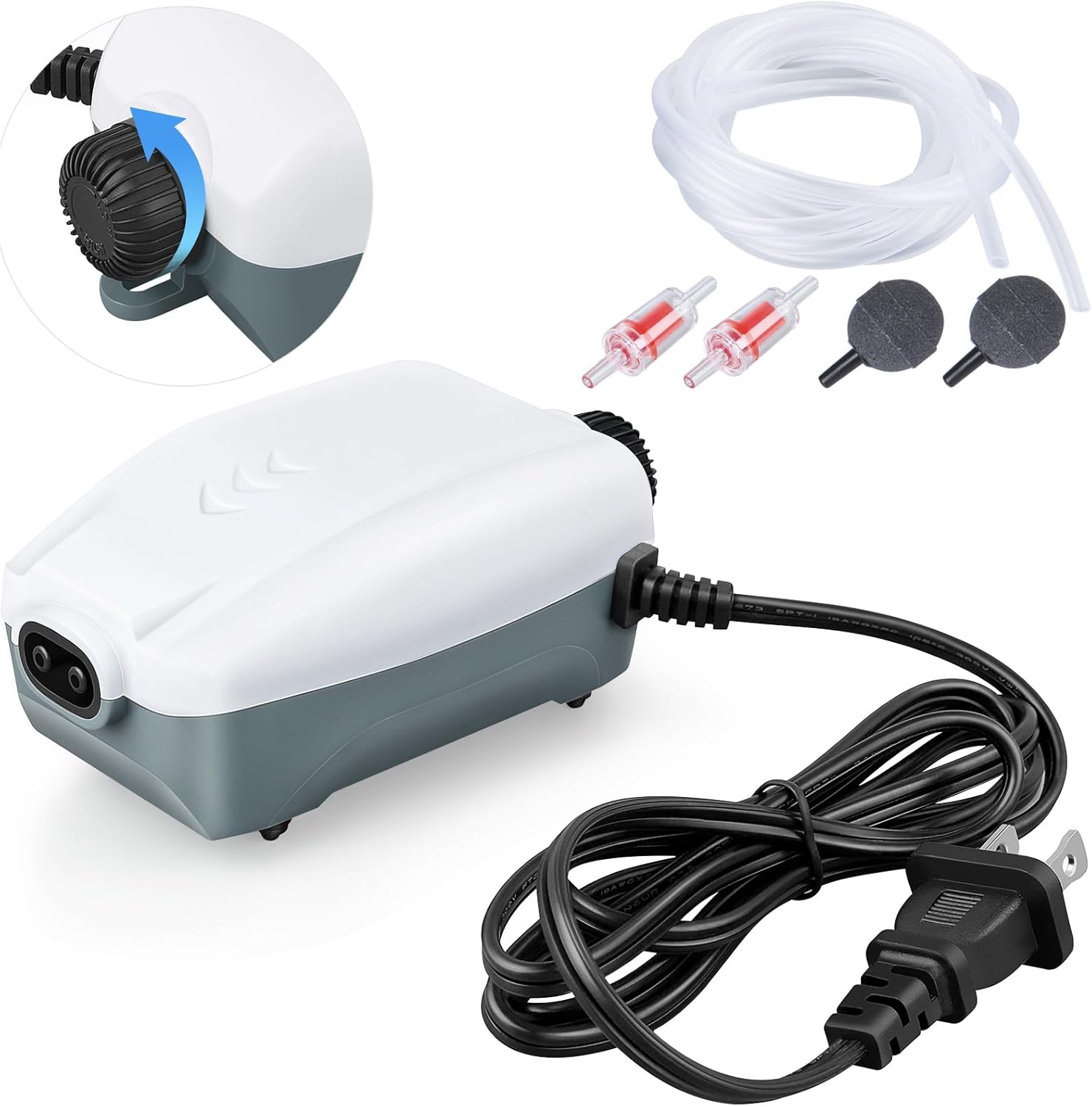 Hitop dual outlet aquarium air pump front view for fish tanks