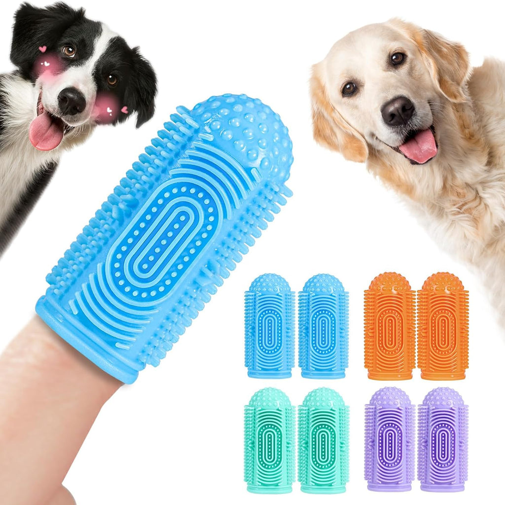 Person cleaning dog teeth using Yueyuejia finger brush