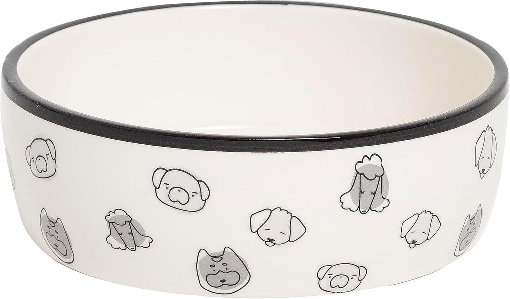 Pearhead Ceramic Meow Cat Bowl, Holds 12 oz, Modern Speckled White - Image 14