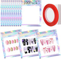 Qenk holographic nail storage bag front view showing transparent window and rainbow finish