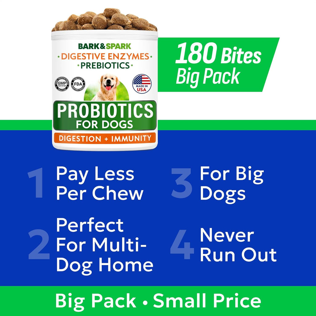 Bark&Spark gut health supplement label showing digestive enzyme benefits