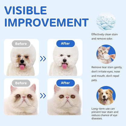 Three point two inch medium pet wipes clearing eye discharge and mucus crust.