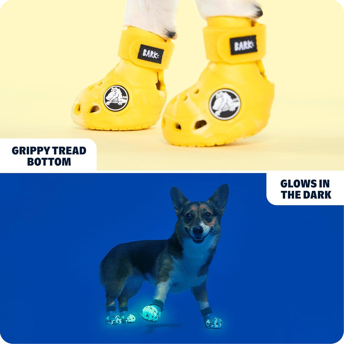 Non-slip tread sole design of authentic Barkbox dog booties
