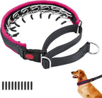 Anglevate Martingale No Pull Dog Collar front view in black and hot pink