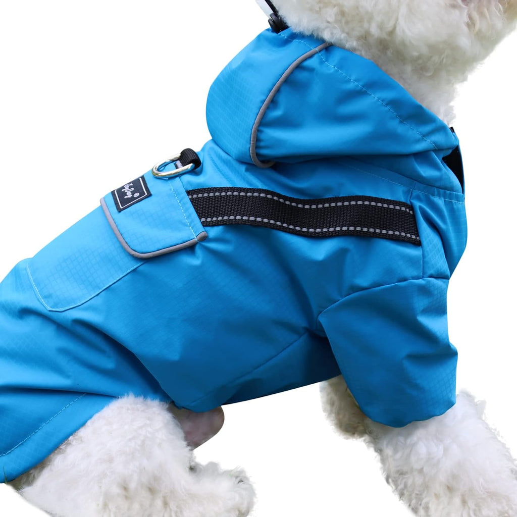 JoyDaog premium dog raincoat blue extra small front view