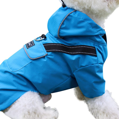 JoyDaog premium dog raincoat blue extra small front view