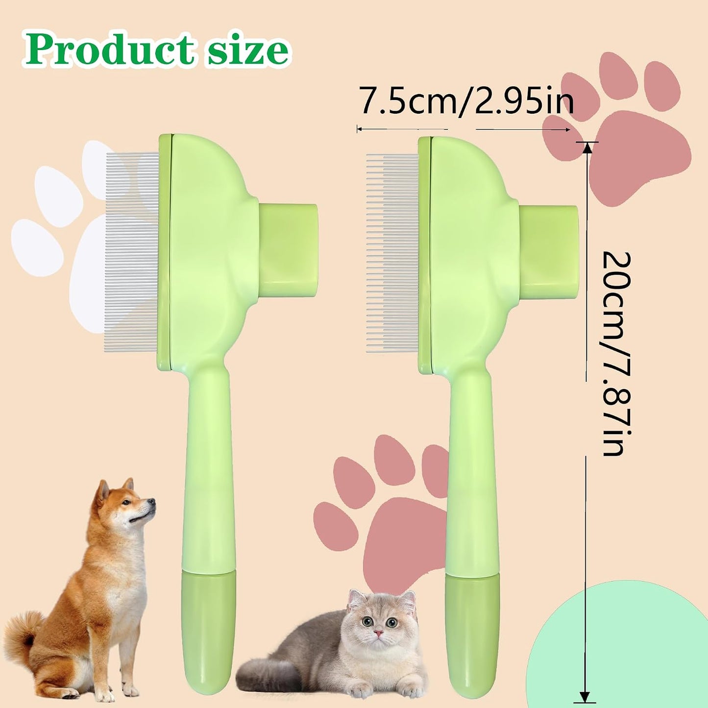 KoovDem 2-pack pet lice and flea comb grooming kit