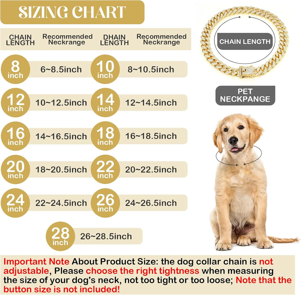 Tallew iced-out Cuban link pet collar side profile