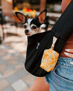 Natuya pet sling showing adjustable shoulder strap mechanism