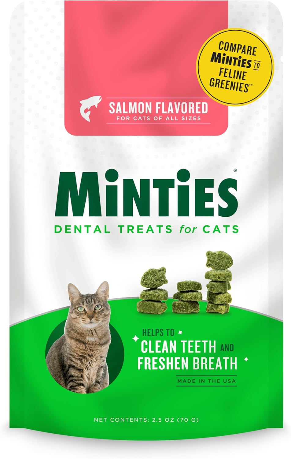 Minties Dental Treats for Cats, Salmon Flavored Cat Dental Treats, Freshens Breath and Controls Tartar, 10oz - Image 15