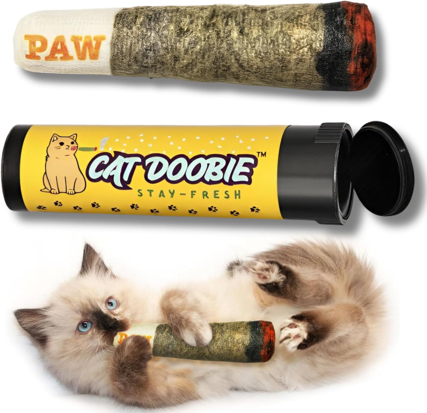 Nestpark Cat Doobie catnip toy front view showing realistic plush design